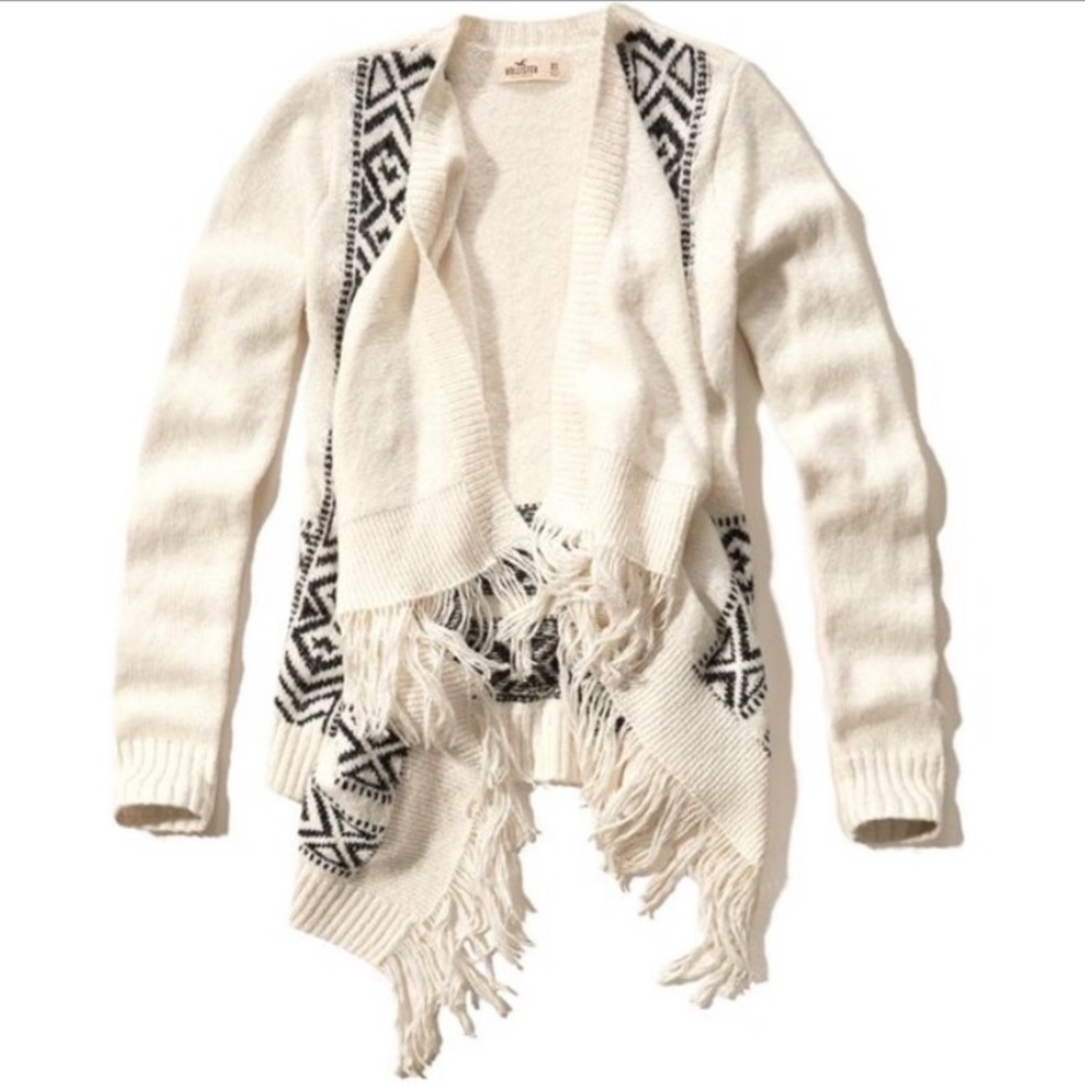 Waterfall Fringe Cardigan Aztec Print By Hollister